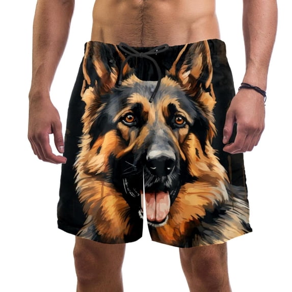 luoweisi Men's Beach Shorts Quick Dry Swim Trunks with Mesh Lining Sheepdog L