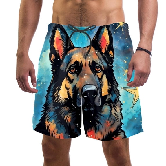 luoweisi Men's Beach Shorts Quick Dry Swim Trunks with Mesh Lining Sheepdog S