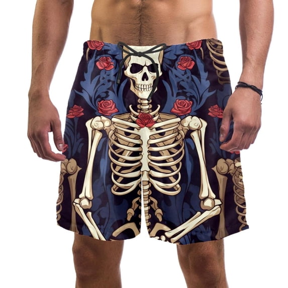 luoweisi Men's Beach Shorts Quick Dry Swim Trunks with Mesh Lining Skeleton L