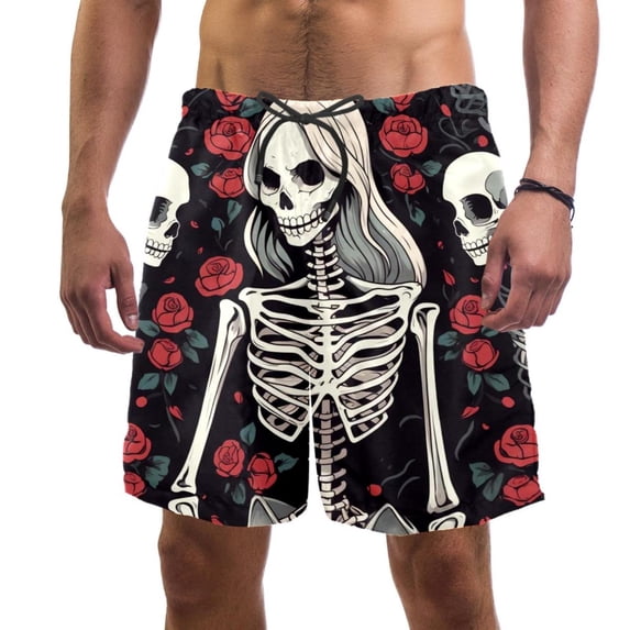 luoweisi Men's Beach Shorts Quick Dry Swim Trunks with Mesh Lining Skeleton L
