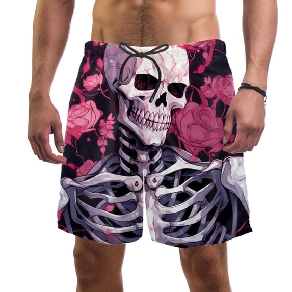 luoweisi Men's Beach Shorts Quick Dry Swim Trunks with Mesh Lining Skeleton L