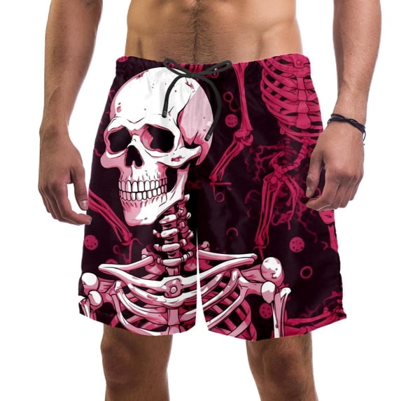luoweisi Men's Beach Shorts Quick Dry Swim Trunks with Mesh Lining Skeleton M