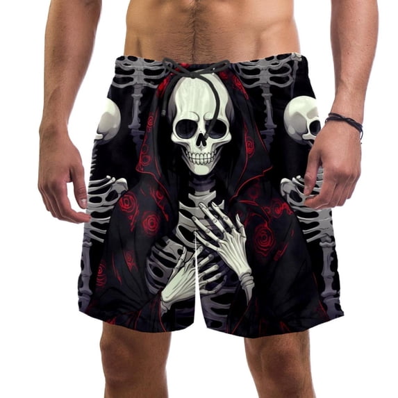 luoweisi Men's Beach Shorts Quick Dry Swim Trunks with Mesh Lining Skeleton XL