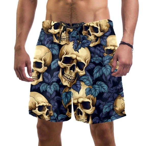 luoweisi Men's Beach Shorts Quick Dry Swim Trunks with Mesh Lining Skull 2XL