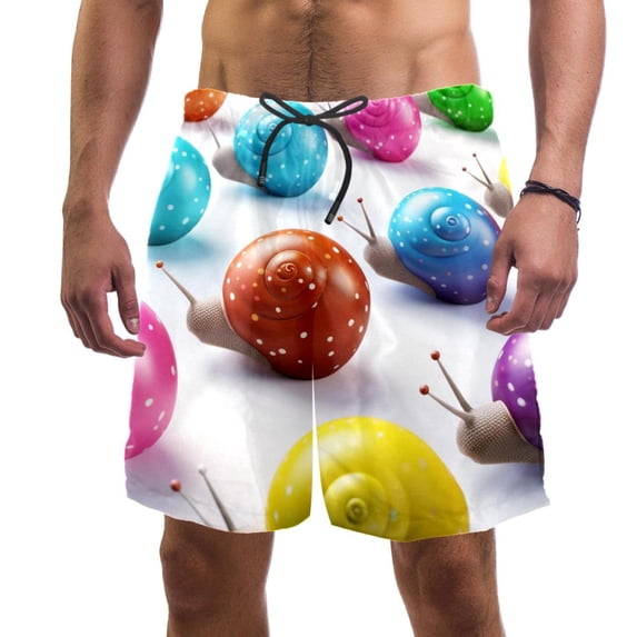 luoweisi Men's Beach Shorts Quick Dry Swim Trunks with Mesh Lining Snails L