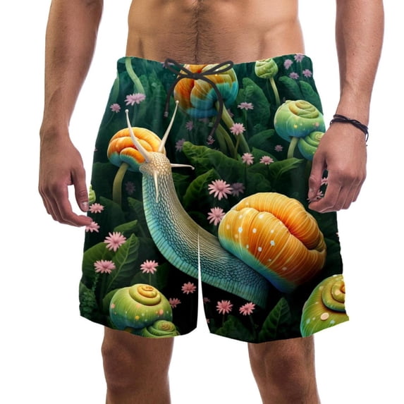 luoweisi Men's Beach Shorts Quick Dry Swim Trunks with Mesh Lining Snails L