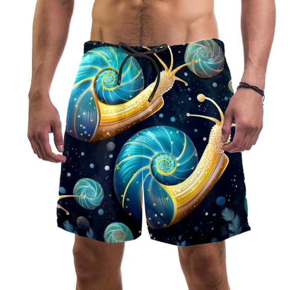luoweisi Men's Beach Shorts Quick Dry Swim Trunks with Mesh Lining Snails L