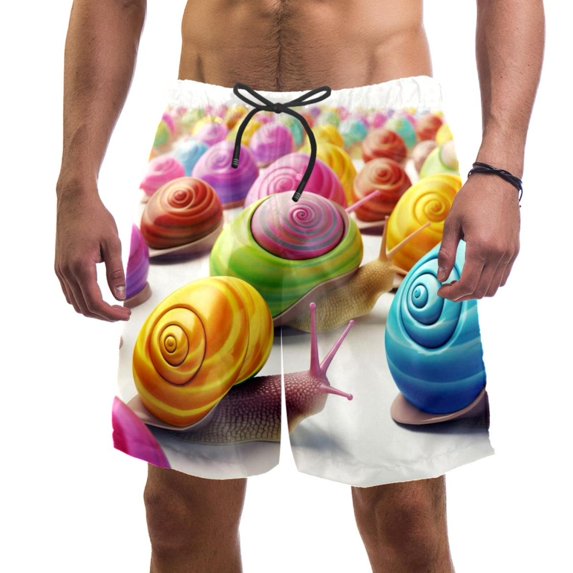 luoweisi Men's Beach Shorts Quick Dry Swim Trunks with Mesh Lining Snails XL