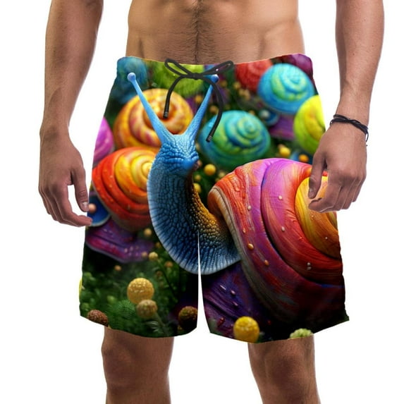 luoweisi Men's Beach Shorts Quick Dry Swim Trunks with Mesh Lining Snails XL