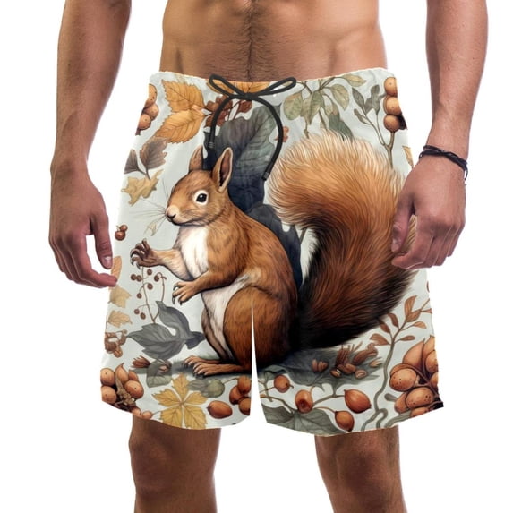 luoweisi Men's Beach Shorts Quick Dry Swim Trunks with Mesh Lining Squirrel 2XL