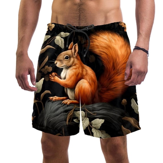 luoweisi Men's Beach Shorts Quick Dry Swim Trunks with Mesh Lining Squirrel M