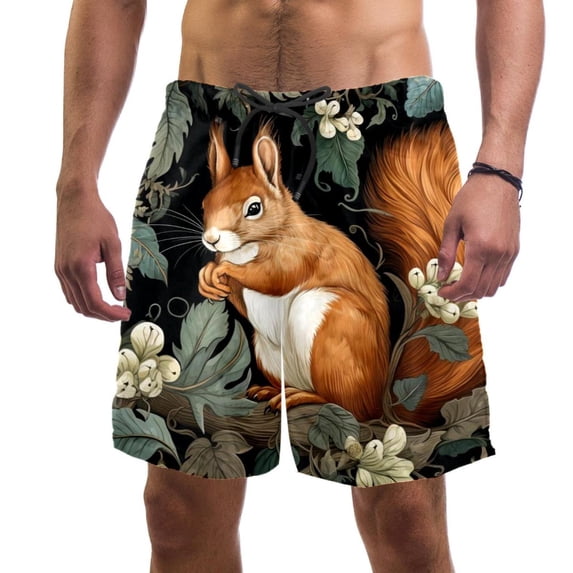 luoweisi Men's Beach Shorts Quick Dry Swim Trunks with Mesh Lining Squirrel M