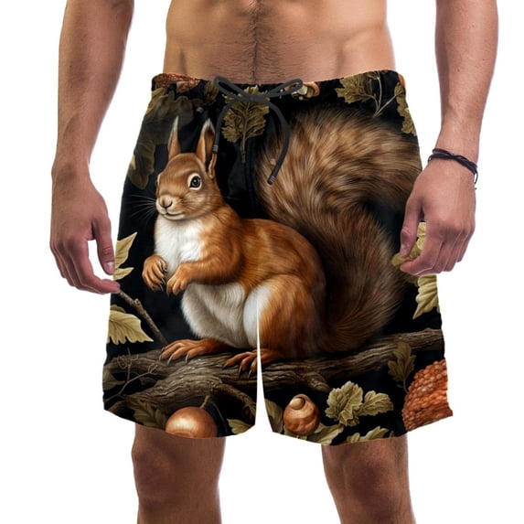 luoweisi Men's Beach Shorts Quick Dry Swim Trunks with Mesh Lining Squirrel S