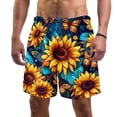 thumbnail image 1 of luoweisi Men's Beach Shorts Quick Dry Swim Trunks with Mesh Lining Sunflower Butterfly 2XL, 1 of 5