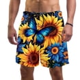 thumbnail image 1 of luoweisi Men's Beach Shorts Quick Dry Swim Trunks with Mesh Lining Sunflower Butterfly L, 1 of 5