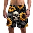 thumbnail image 1 of luoweisi Men's Beach Shorts Quick Dry Swim Trunks with Mesh Lining Sunflower Skull 2XL, 1 of 5