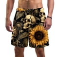 thumbnail image 1 of luoweisi Men's Beach Shorts Quick Dry Swim Trunks with Mesh Lining Sunflower Skull S, 1 of 5