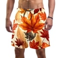 thumbnail image 1 of luoweisi Men's Beach Shorts Quick Dry Swim Trunks with Mesh Lining Thanksgiving Leaves S, 1 of 5