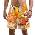 thumbnail image 1 of luoweisi Men's Beach Shorts Quick Dry Swim Trunks with Mesh Lining Thanksgiving Leaves S, 1 of 5