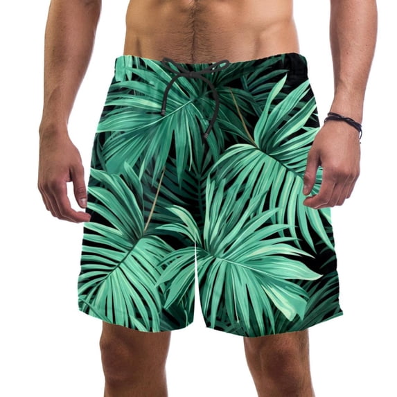luoweisi Men's Beach Shorts Quick Dry Swim Trunks with Mesh Lining Tropical Leaves 2XL