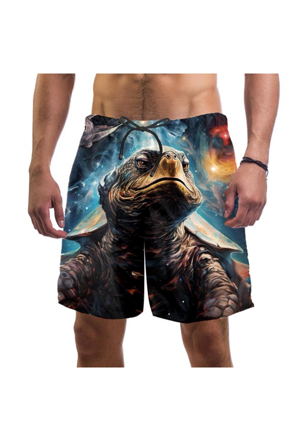 Men's Beach Shorts Quick Dry Swim Trunks with Mesh Lining Turtle 2XL