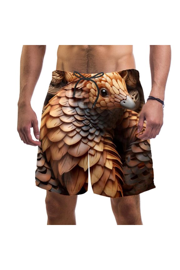 Men's Beach Shorts Quick Dry Swim Trunks with Mesh Lining Unique Pangolin 2XL