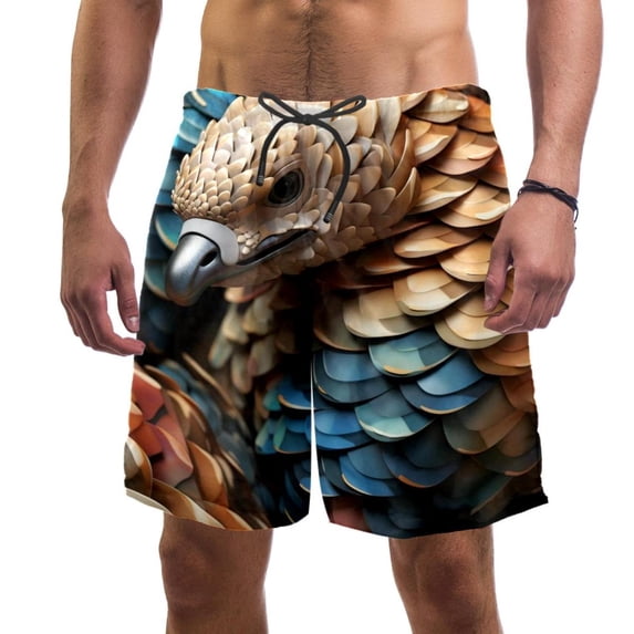 luoweisi Men's Beach Shorts Quick Dry Swim Trunks with Mesh Lining Unique Pangolin L