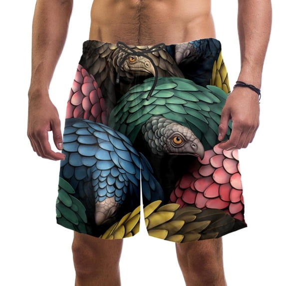 luoweisi Men's Beach Shorts Quick Dry Swim Trunks with Mesh Lining Unique Pangolin M