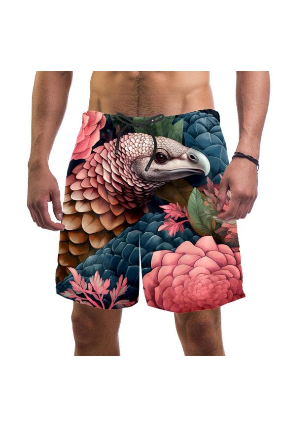 Men's Beach Shorts Quick Dry Swim Trunks with Mesh Lining Unique Pangolin M