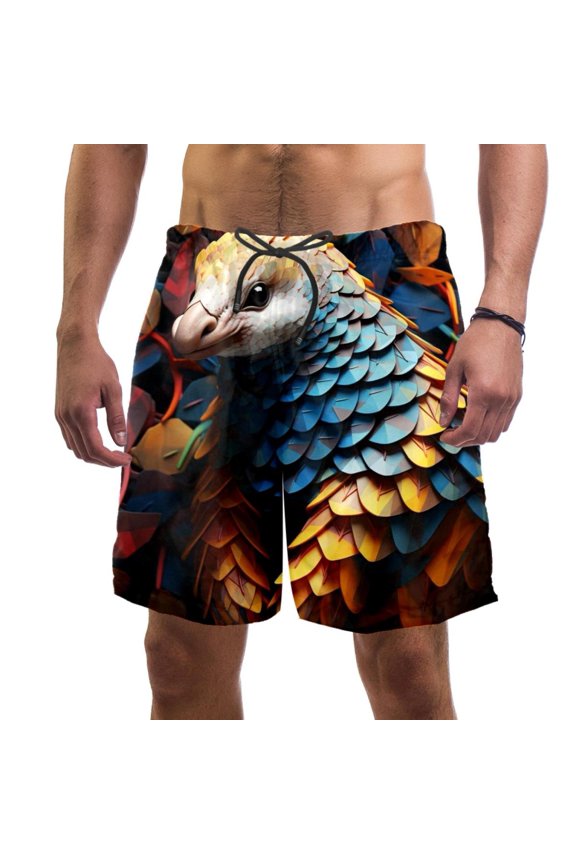 Men's Beach Shorts Quick Dry Swim Trunks with Mesh Lining Unique Pangolin M