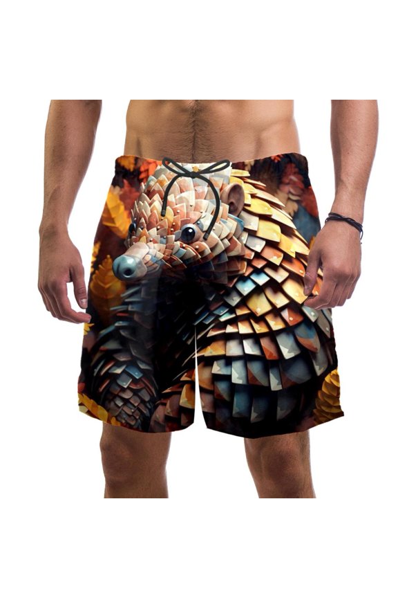 Men's Beach Shorts Quick Dry Swim Trunks with Mesh Lining Unique Pangolin XL