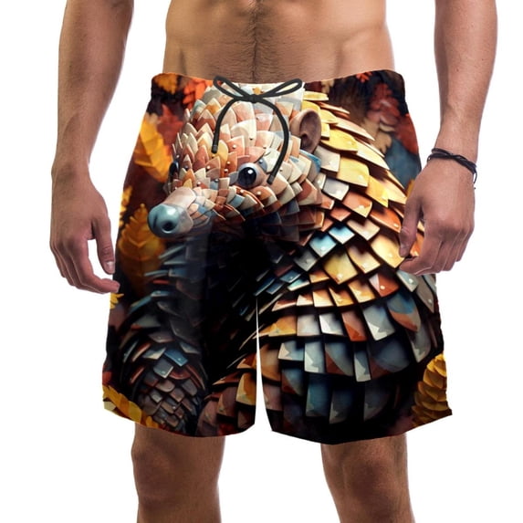 luoweisi Men's Beach Shorts Quick Dry Swim Trunks with Mesh Lining Unique Pangolin XL