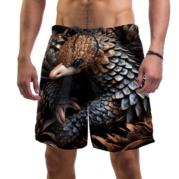 luoweisi Men's Beach Shorts Quick Dry Swim Trunks with Mesh Lining Unique Pangolin XL