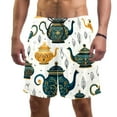 thumbnail image 1 of luoweisi Men's Beach Shorts Quick Dry Swim Trunks with Mesh Lining Vintage Teapot L, 1 of 5