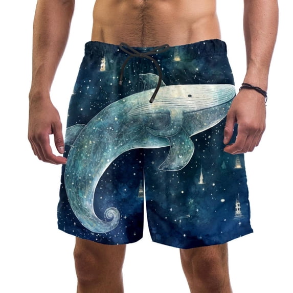 luoweisi Men's Beach Shorts Quick Dry Swim Trunks with Mesh Lining Whale L
