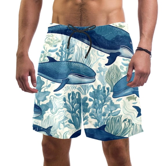 luoweisi Men's Beach Shorts Quick Dry Swim Trunks with Mesh Lining Whale L