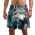 thumbnail image 1 of luoweisi Men's Beach Shorts Quick Dry Swim Trunks with Mesh Lining Wolf L, 1 of 5