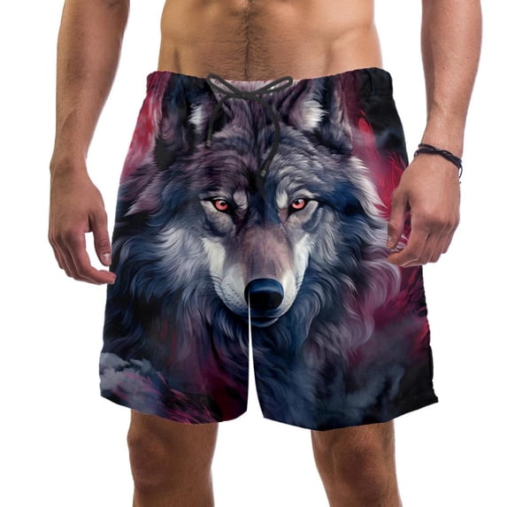 luoweisi Men's Beach Shorts Quick Dry Swim Trunks with Mesh Lining Wolf XL