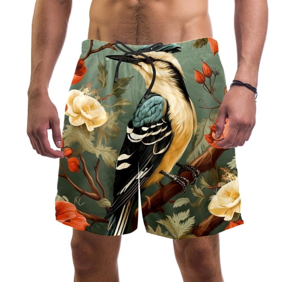 luoweisi Men's Beach Shorts Quick Dry Swim Trunks with Mesh Lining Woodpecker 2XL