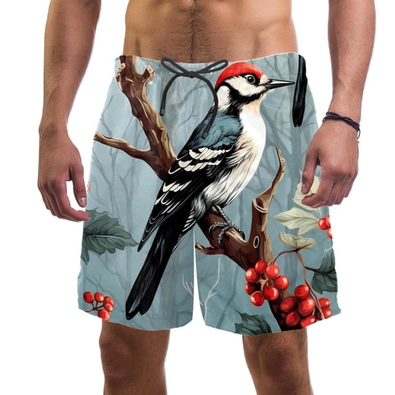 luoweisi Men's Beach Shorts Quick Dry Swim Trunks with Mesh Lining Woodpecker 2XL