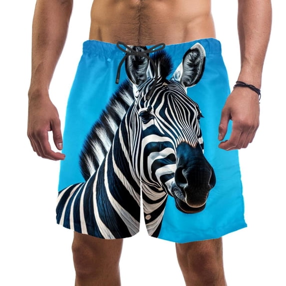luoweisi Men's Beach Shorts Quick Dry Swim Trunks with Mesh Lining Zebra L
