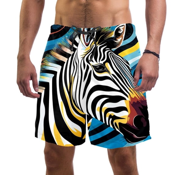 luoweisi Men's Beach Shorts Quick Dry Swim Trunks with Mesh Lining Zebra L