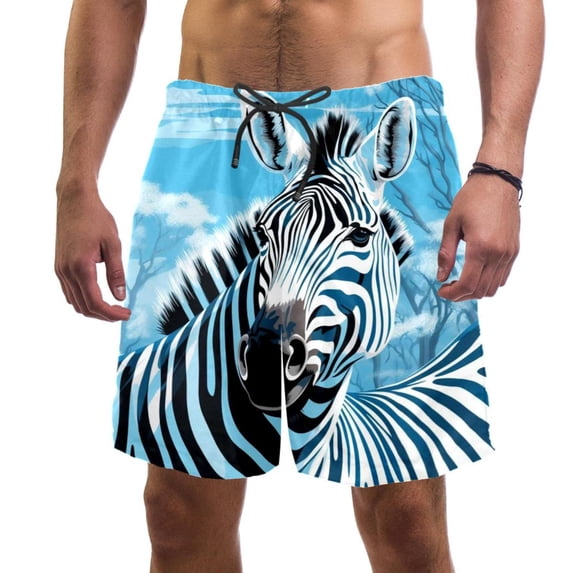 luoweisi Men's Beach Shorts Quick Dry Swim Trunks with Mesh Lining Zebra L