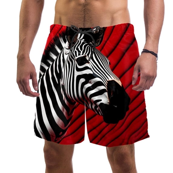 luoweisi Men's Beach Shorts Quick Dry Swim Trunks with Mesh Lining Zebra L