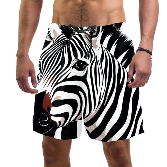 luoweisi Men's Beach Shorts Quick Dry Swim Trunks with Mesh Lining Zebra M