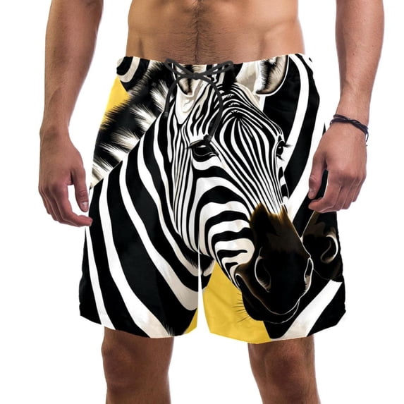 luoweisi Men's Beach Shorts Quick Dry Swim Trunks with Mesh Lining Zebra S