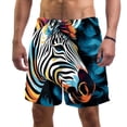 thumbnail image 1 of luoweisi Men's Beach Shorts Quick Dry Swim Trunks with Mesh Lining Zebra S, 1 of 5