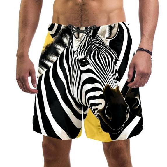 luoweisi Men's Beach Shorts Quick Dry Swim Trunks with Mesh Lining Zebra XL