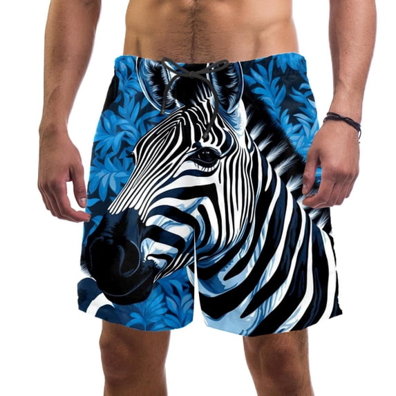 luoweisi Men's Beach Shorts Quick Dry Swim Trunks with Mesh Lining Zebra XL