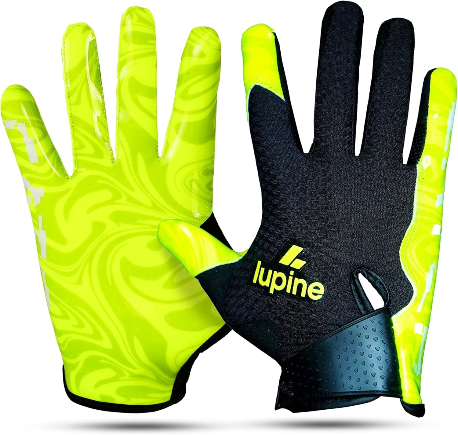 lupine Catch Football Gloves – Receiver Ready, Stretchy Microfiber Palm, Tacky Silicone Grip, Breathable & Washable – Men, Women & Youth